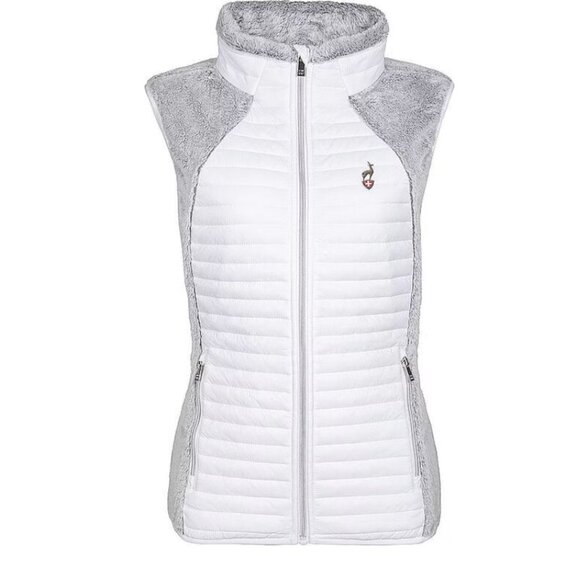 Aulp Jackets & Blazers - NWT Aulp Unima Faux Fur Padded Two-Tone Vest White Gray S